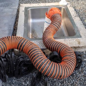 elevated RV sewer hose support