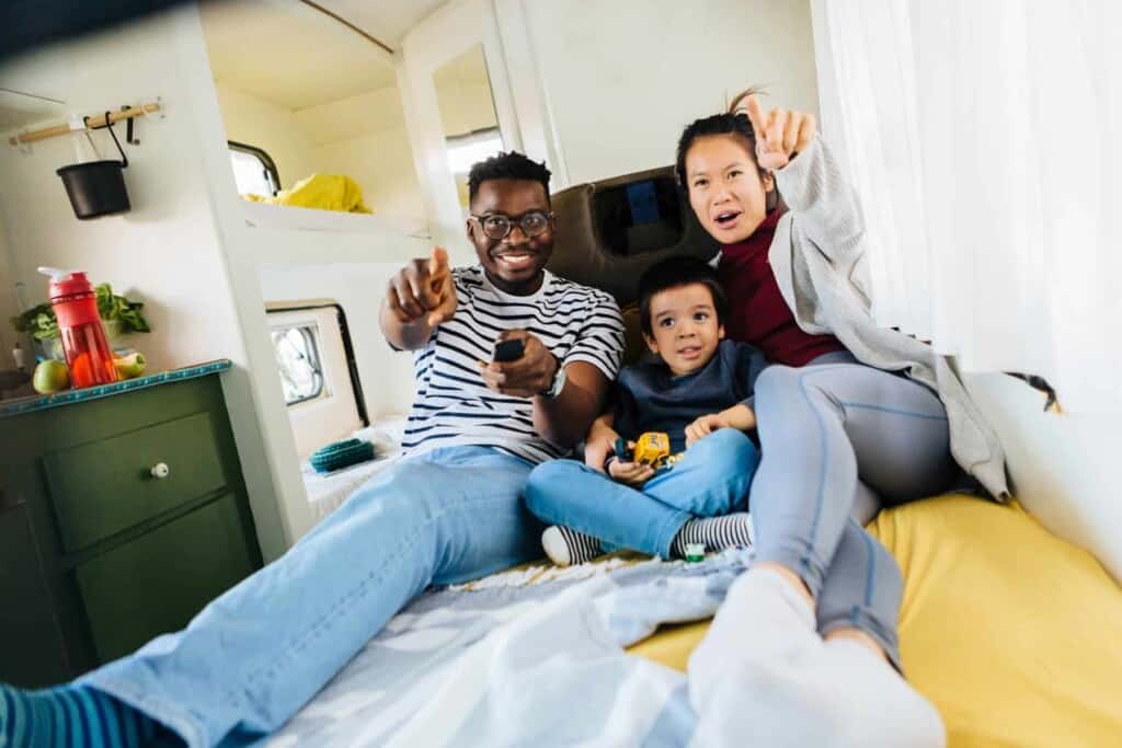 young RV camping family