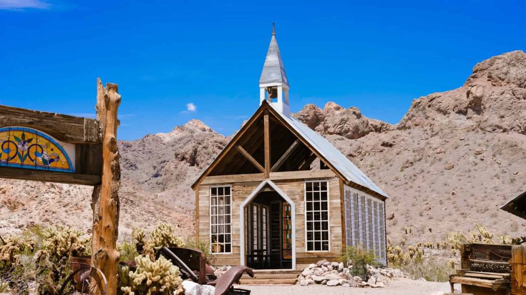 Old church in ghost town of Nelson near Avi Kwa Ame National Monument.