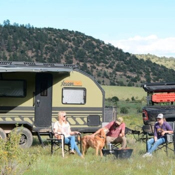 Camping with XploreRVX195 4-season off-grid travel trailer