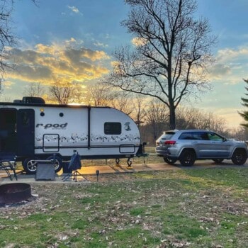 r-pod RP-202 Hueston Woods campsite at sunrise (Image with permission: Sky Arvin)