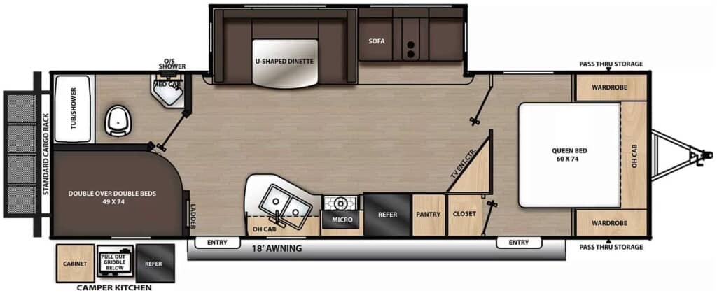 Coachmen Catalina Legacy Edition 263BHSCK Floorplan for travel trailer with two doors