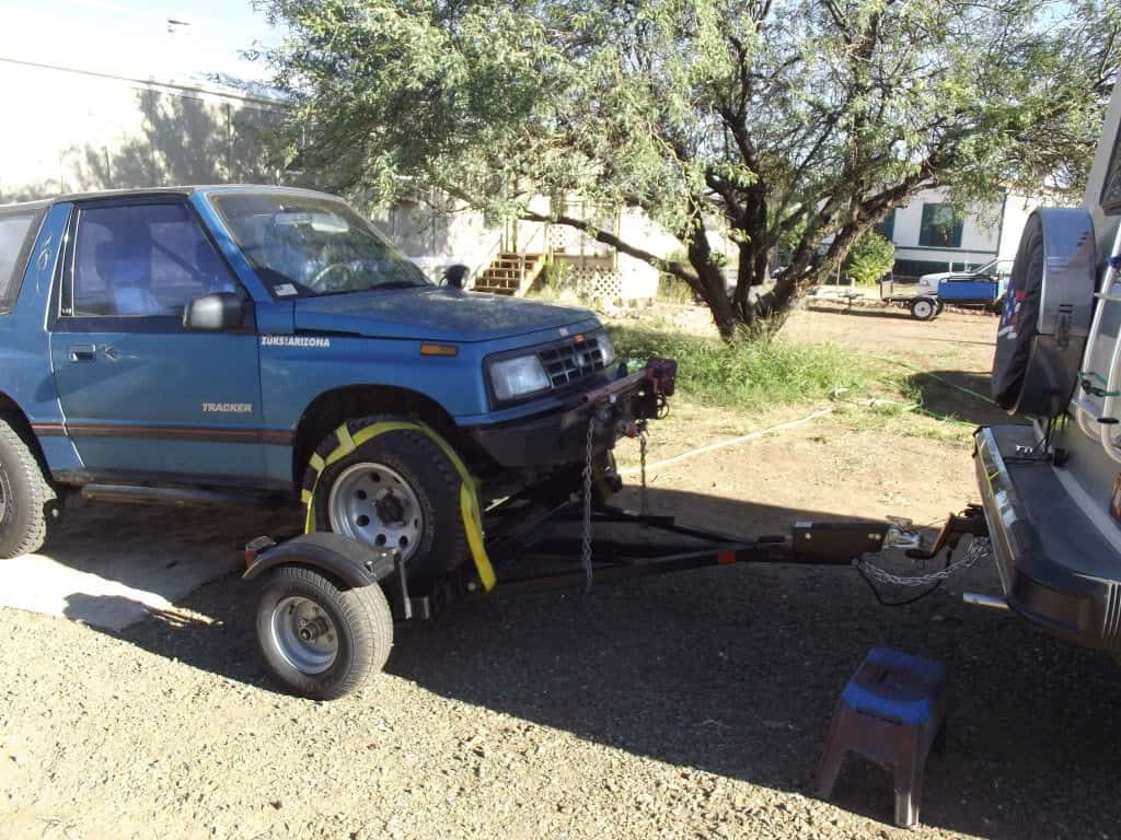 Example of tow dolly towing behind a motorhome. (Image: @DonDee, iRV2 Forums Member)