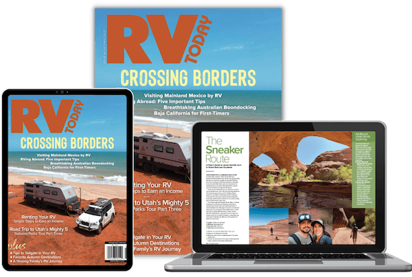 RV today magazine shown in print and tablet form.