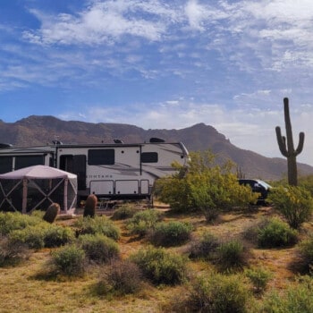 Usery Mountain campground campsite with fifth wheel (Image: @J-N-J Skelton, RV LIFE Campgrounds)